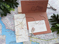 Load image into Gallery viewer, Custom Desert Mountain Watercolor Boarding Pass Wedding Invitation (Moab, Utah)