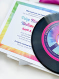 Load image into Gallery viewer, Groovy Tie-Dye Record B'Not/Bat Mitzvah Invitation