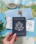 Load image into Gallery viewer, Vintage Air Mail Baby Shower Invitation with Passport Insert (Blue)