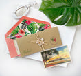 Load image into Gallery viewer, Retro Floral Boarding Pass Wedding Invitation (Oahu, HI)