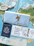 Load image into Gallery viewer, Vintage Air Mail Baby Shower Invitation with Passport Insert (Blue)