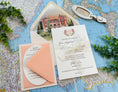 Load image into Gallery viewer, Tuscan Watercolor and Letterpress Wedding Invitation Italy (Villa Lena, Italy)