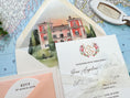 Load image into Gallery viewer, Tuscan Watercolor and Letterpress Wedding Invitation Italy (Villa Lena, Italy)