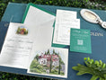 Load image into Gallery viewer, Mountain Watercolor Gatefold Wedding Invitation (Yosemite National Park, California)
