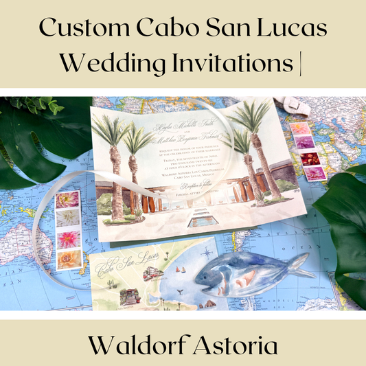 Custom Cabo San Lucas Wedding Invitations | A Gatefold Suite for the Waldorf Astoria Los Cabo