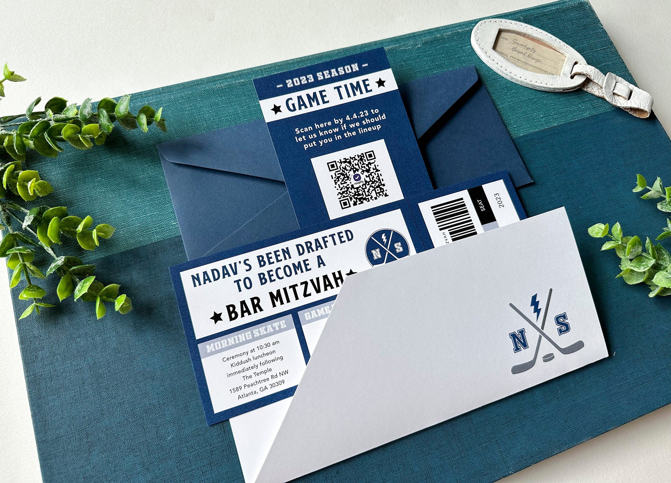 Hockey Ticket Theme Bar Mitzvah Invitation