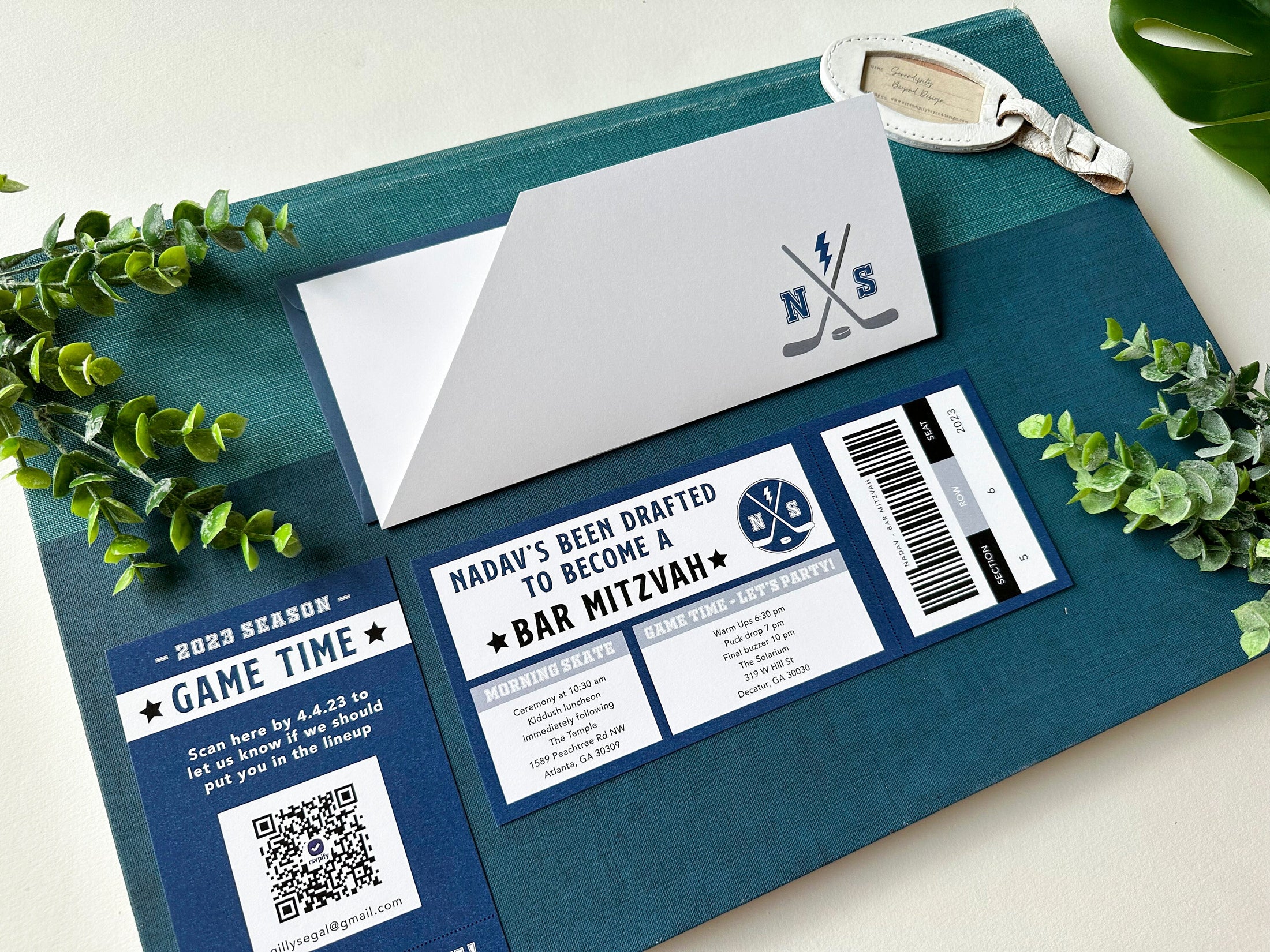 Hockey Ticket Theme Bar Mitzvah Invitation