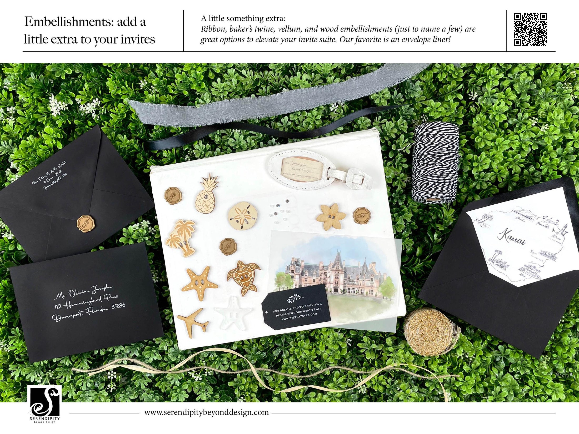 Rosecliff Mansion Letterpress Wedding Invitation (Newport, Rhode Island)