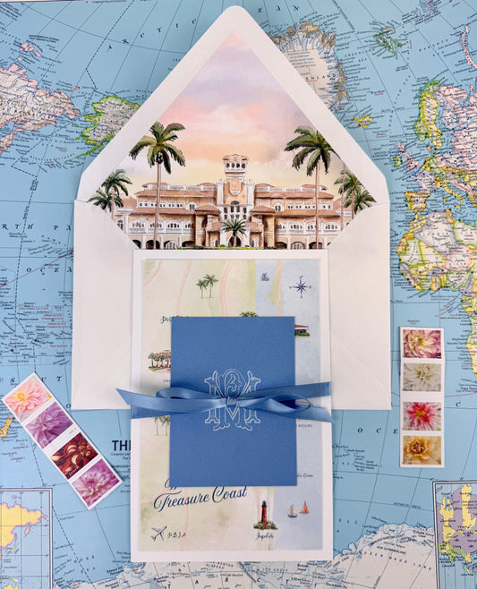 Florida Tropical Wedding Invite, Watercolor Beach Suite, Port St. Lucie - Crane club