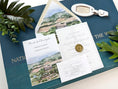 Load image into Gallery viewer, Italy Destination Wedding Invitation with Custom Watercolor Venue Illustration
