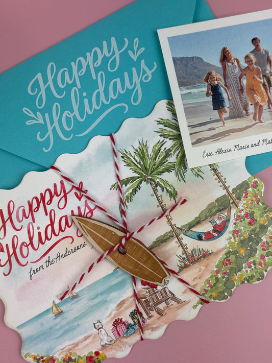 Tropical Watercolor Holiday Card | Illustrated Christmas Card