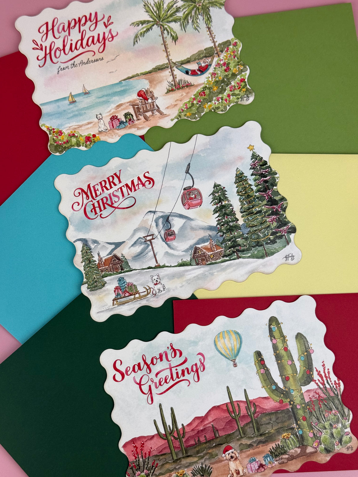 Mountain Watercolor Holiday Card | Illustrated Christmas Card