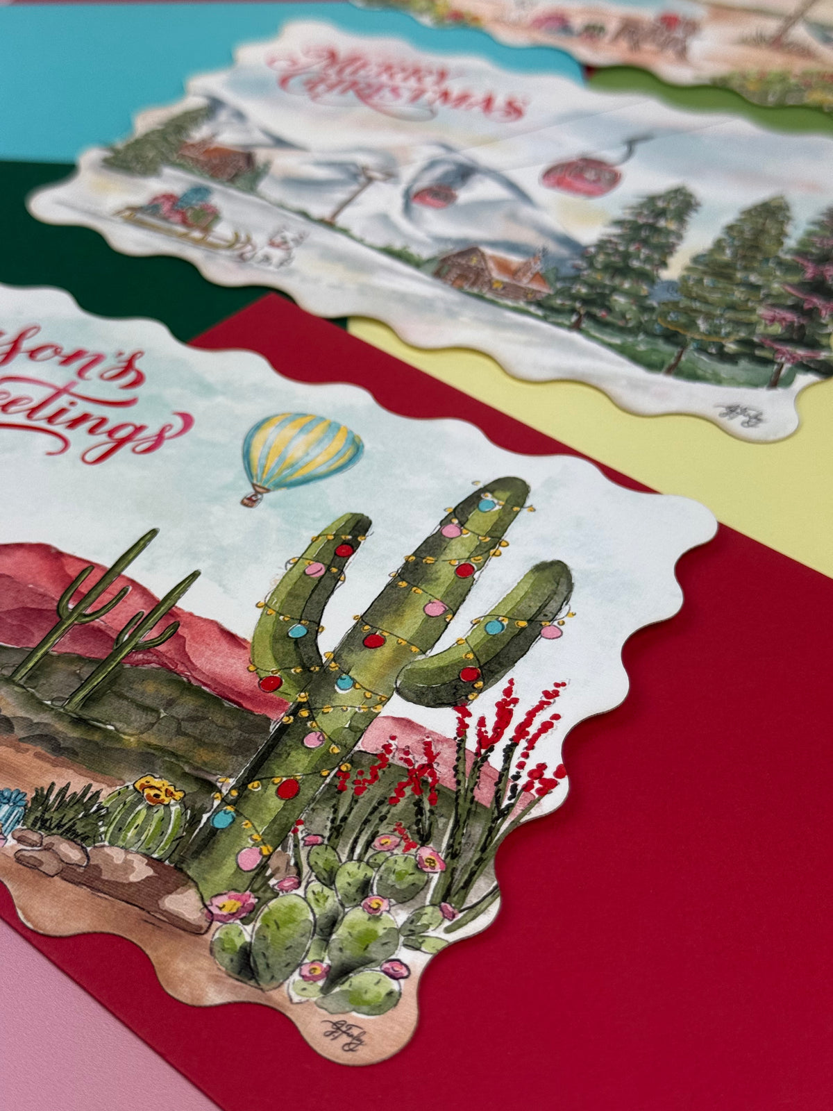 Desert Watercolor Holiday Card | Illustrated Christmas Card