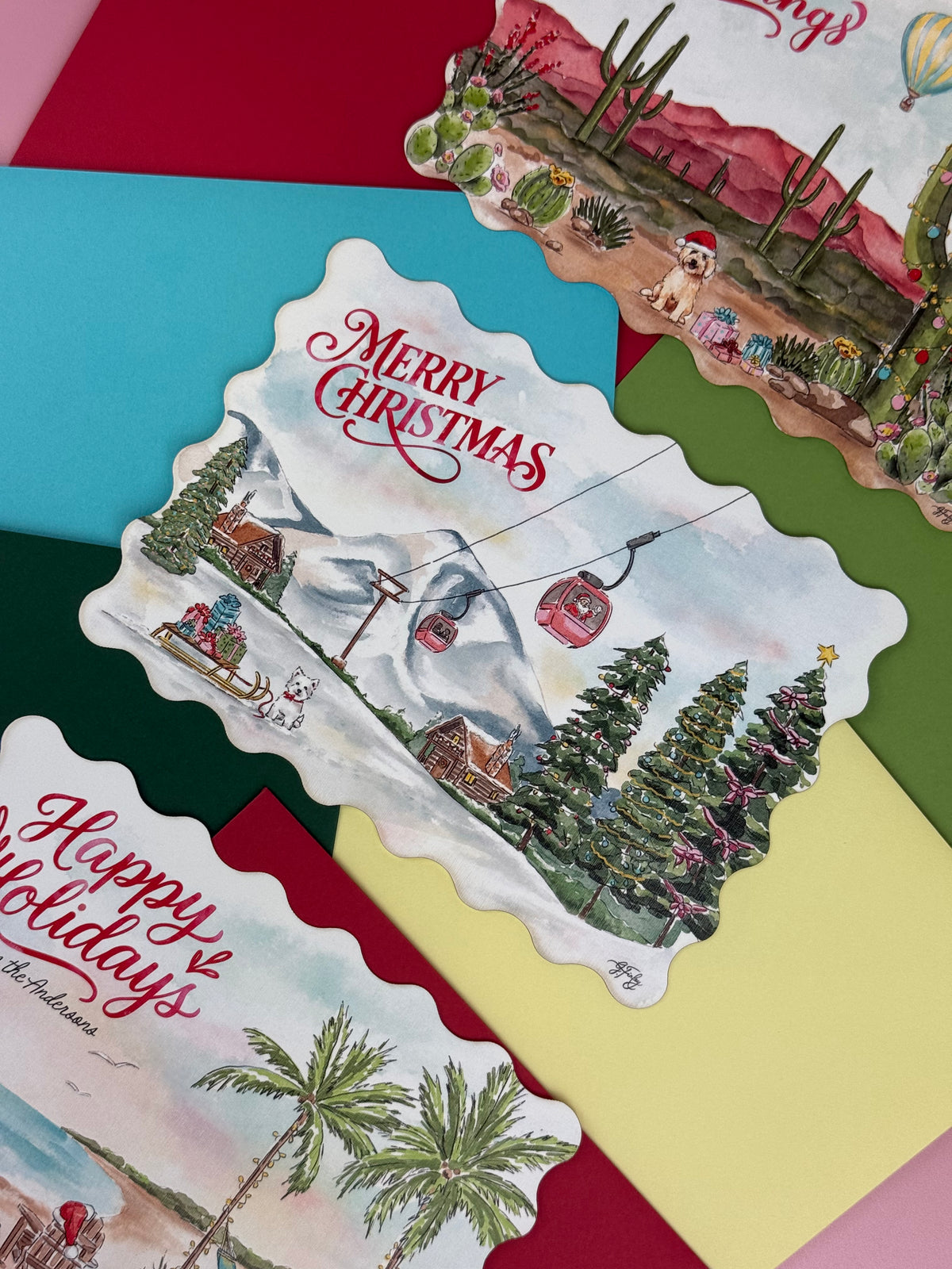 Mountain Watercolor Holiday Card | Illustrated Christmas Card