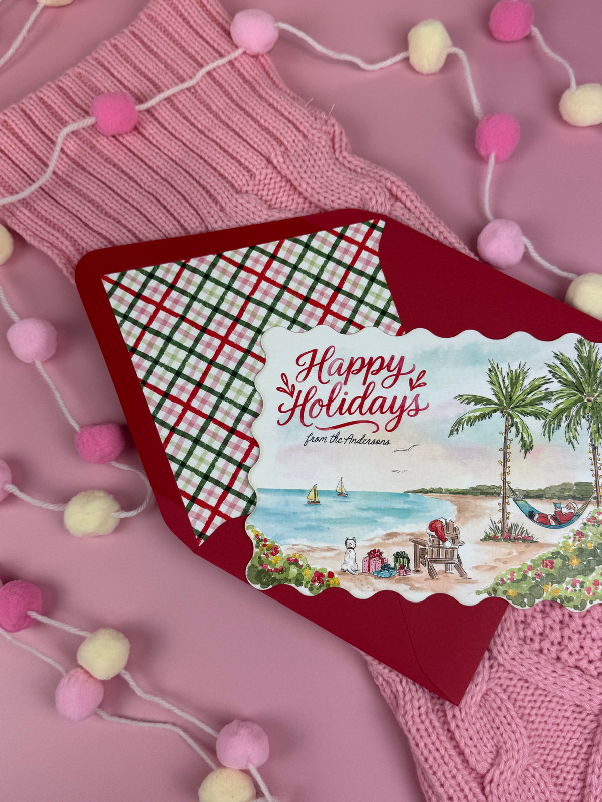 Tropical Watercolor Holiday Card | Illustrated Christmas Card
