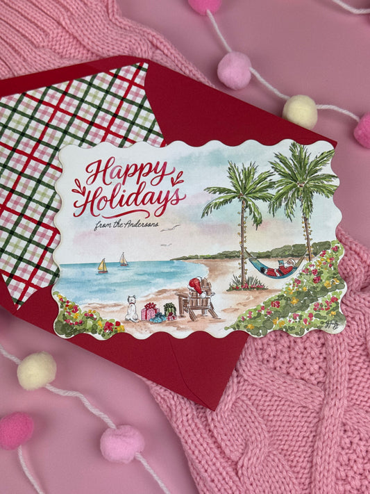 Tropical Watercolor Holiday Card | Illustrated Christmas Card