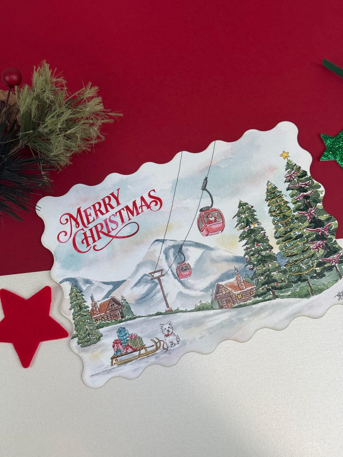 Mountain Watercolor Holiday Card | Illustrated Christmas Card