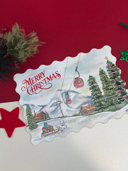 Mountain Watercolor Holiday Card | Illustrated Christmas Card