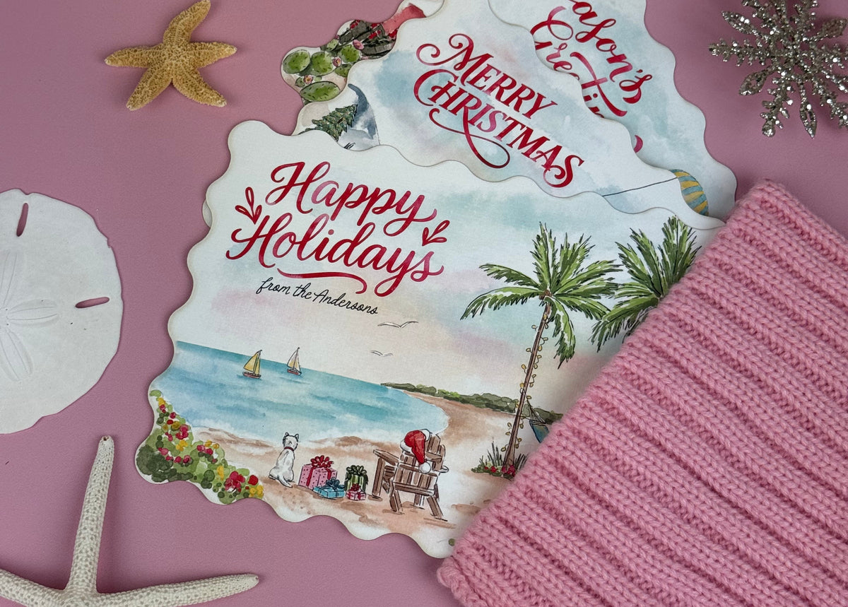 Tropical Watercolor Holiday Card | Illustrated Christmas Card