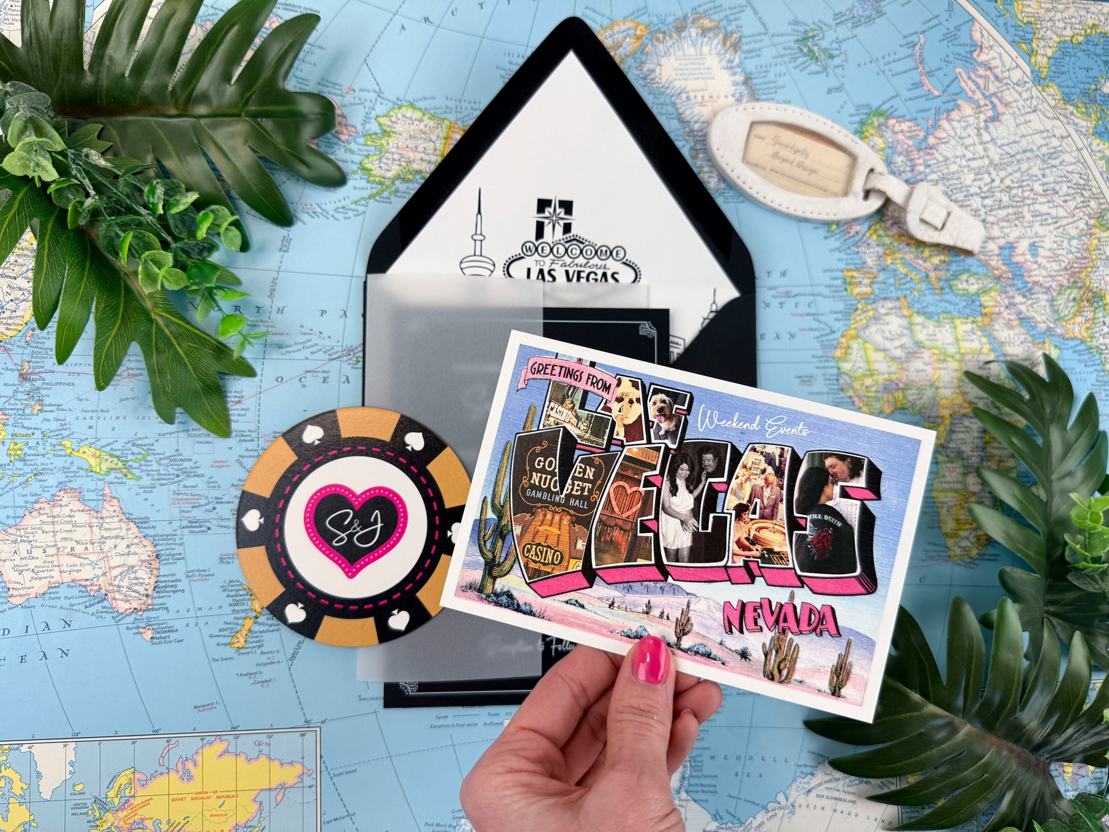 Custom Retro Las Vegas Wedding Invitation - (Sure Thing Chapel)