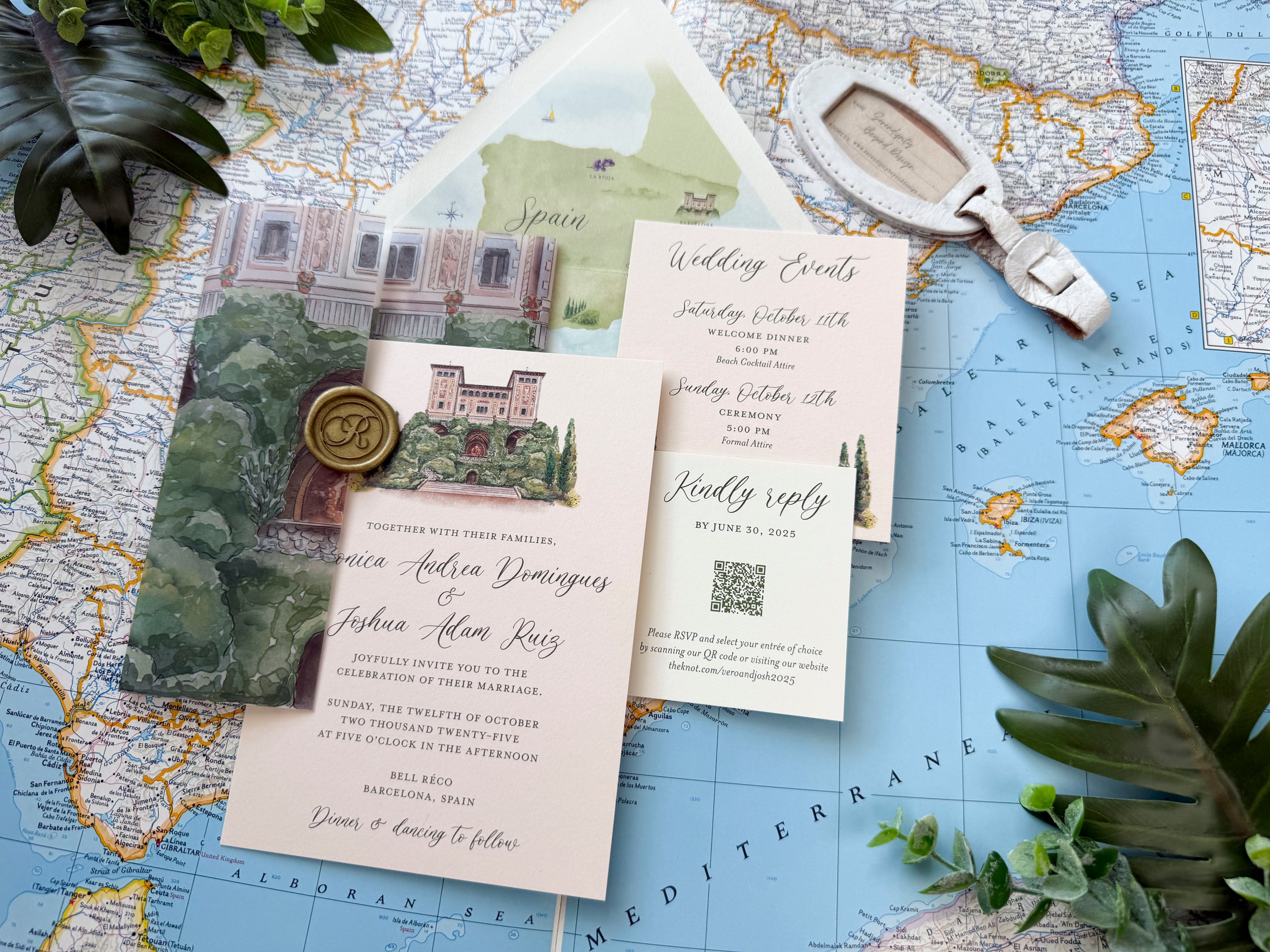 Bell Recó Custom Watercolor Invitation (Barcelona, Spain)