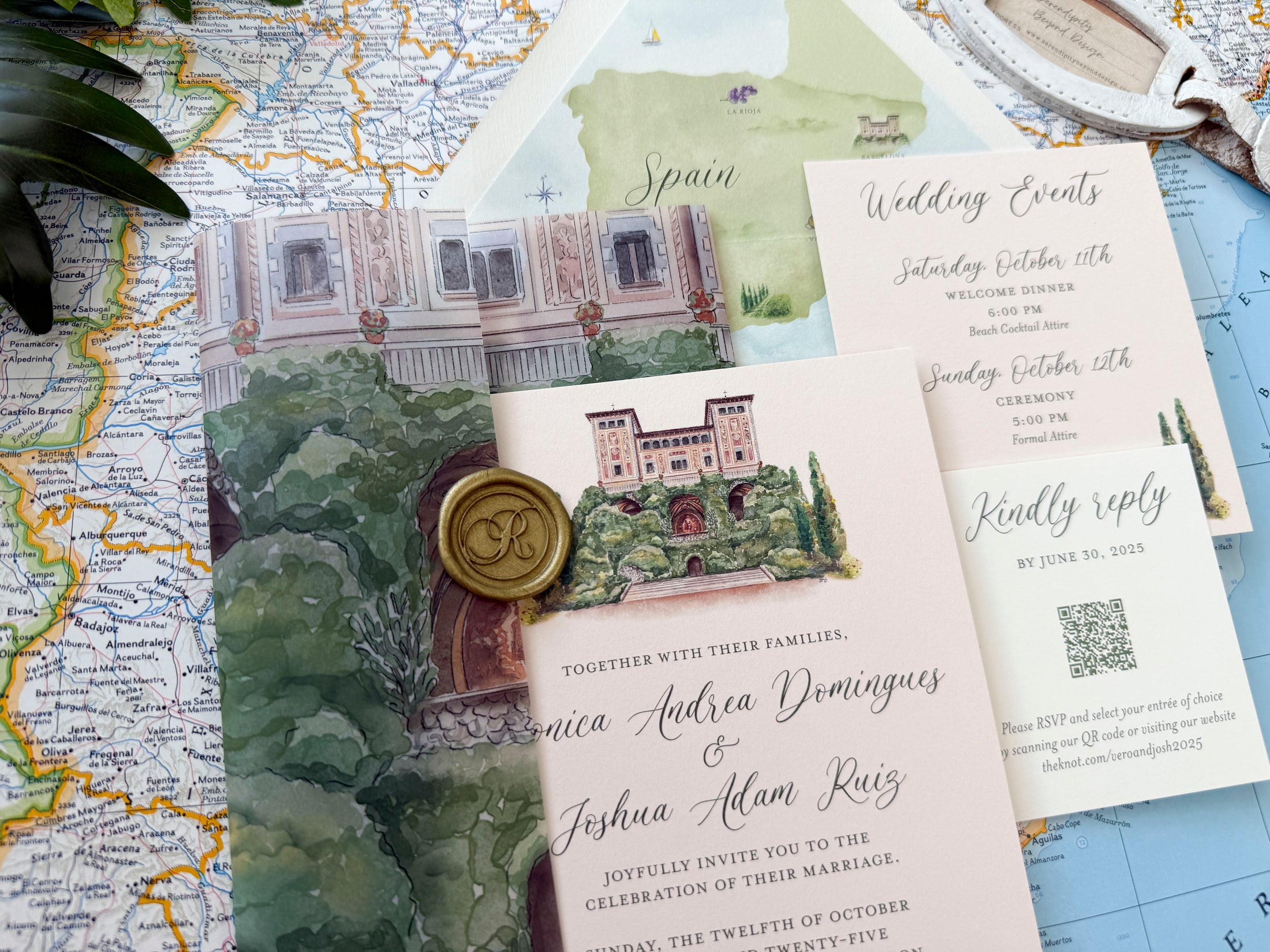 Bell Recó Custom Watercolor Invitation (Barcelona, Spain)