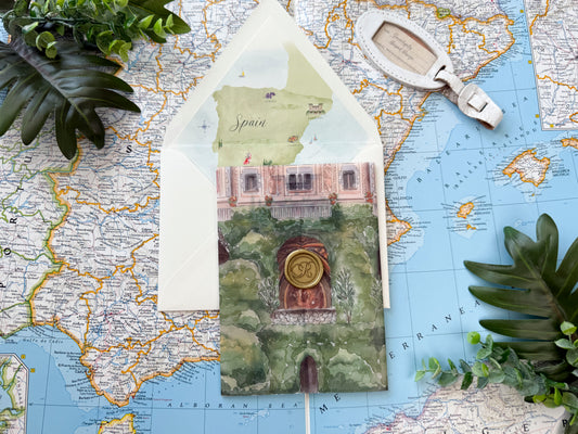 Bell Recó Custom Watercolor Invitation (Barcelona, Spain)