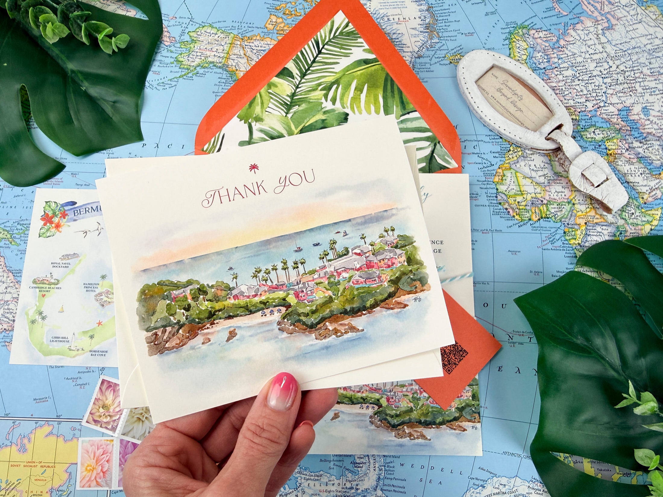 Bermuda Tropical Watercolor Wedding Invitation (Cambridge Beaches)