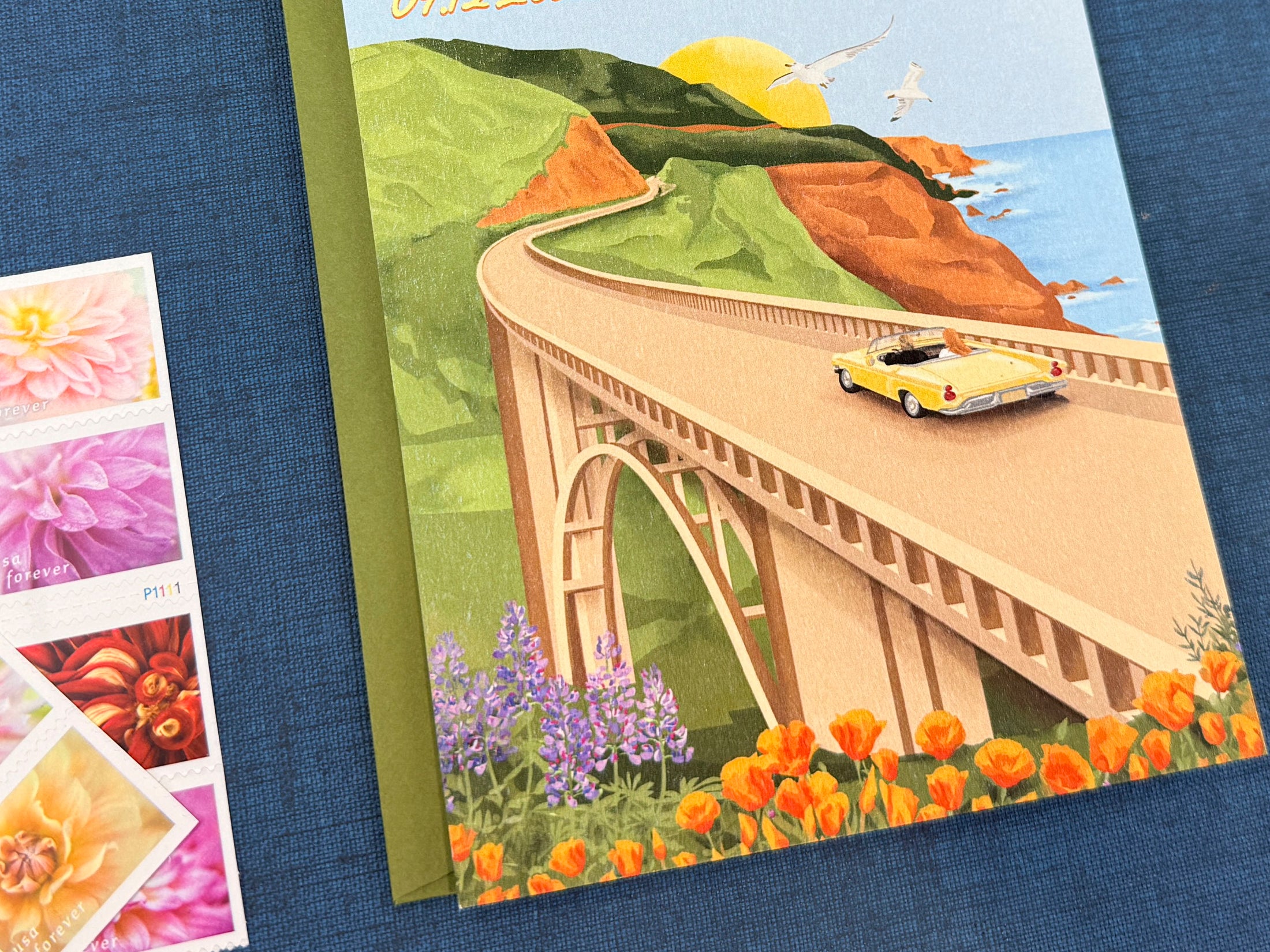 Custom Retro Travel Poster Save the Date (Big Sur, California)