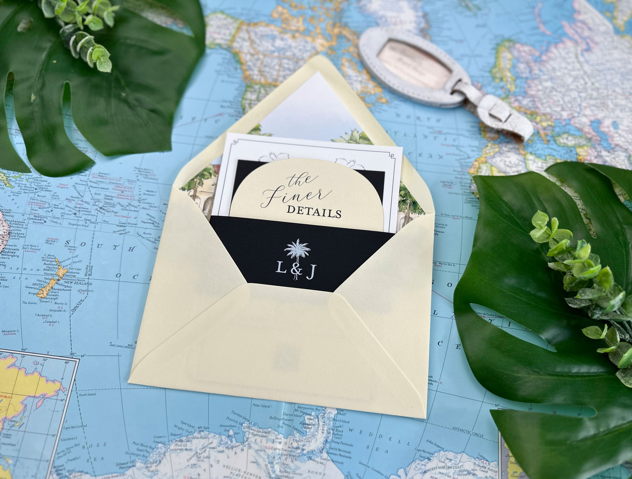 Casa Marina Elegant Watercolor Wedding Invitation - (Key West, Florida)