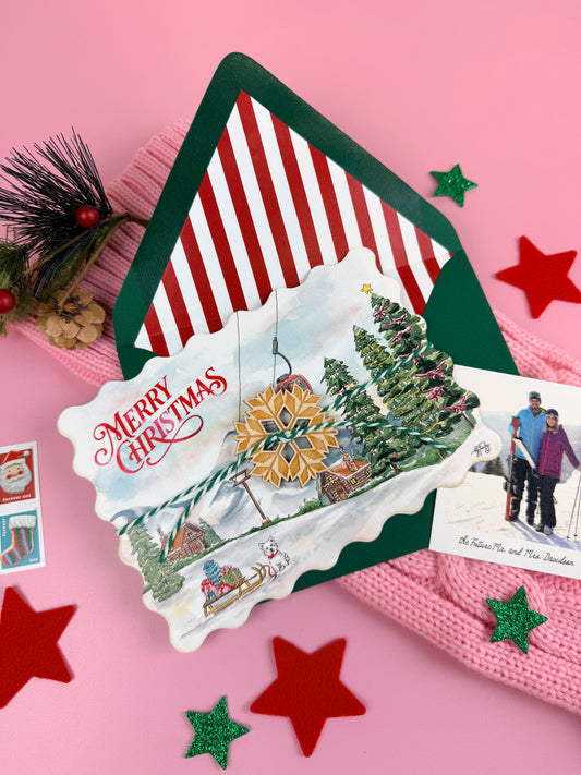 Mountain Watercolor Holiday Card | Illustrated Christmas Card