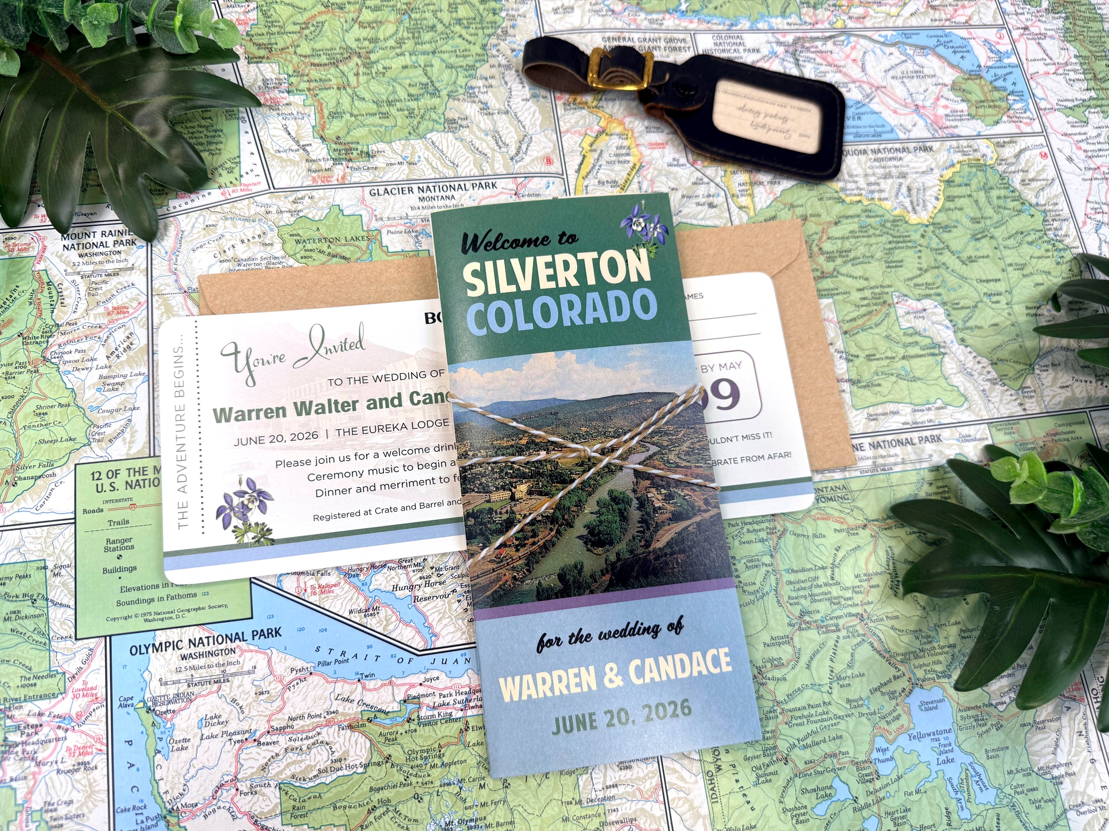 Custom Retro Travel Brochure Wedding Invitation (Silverton, Colorado)