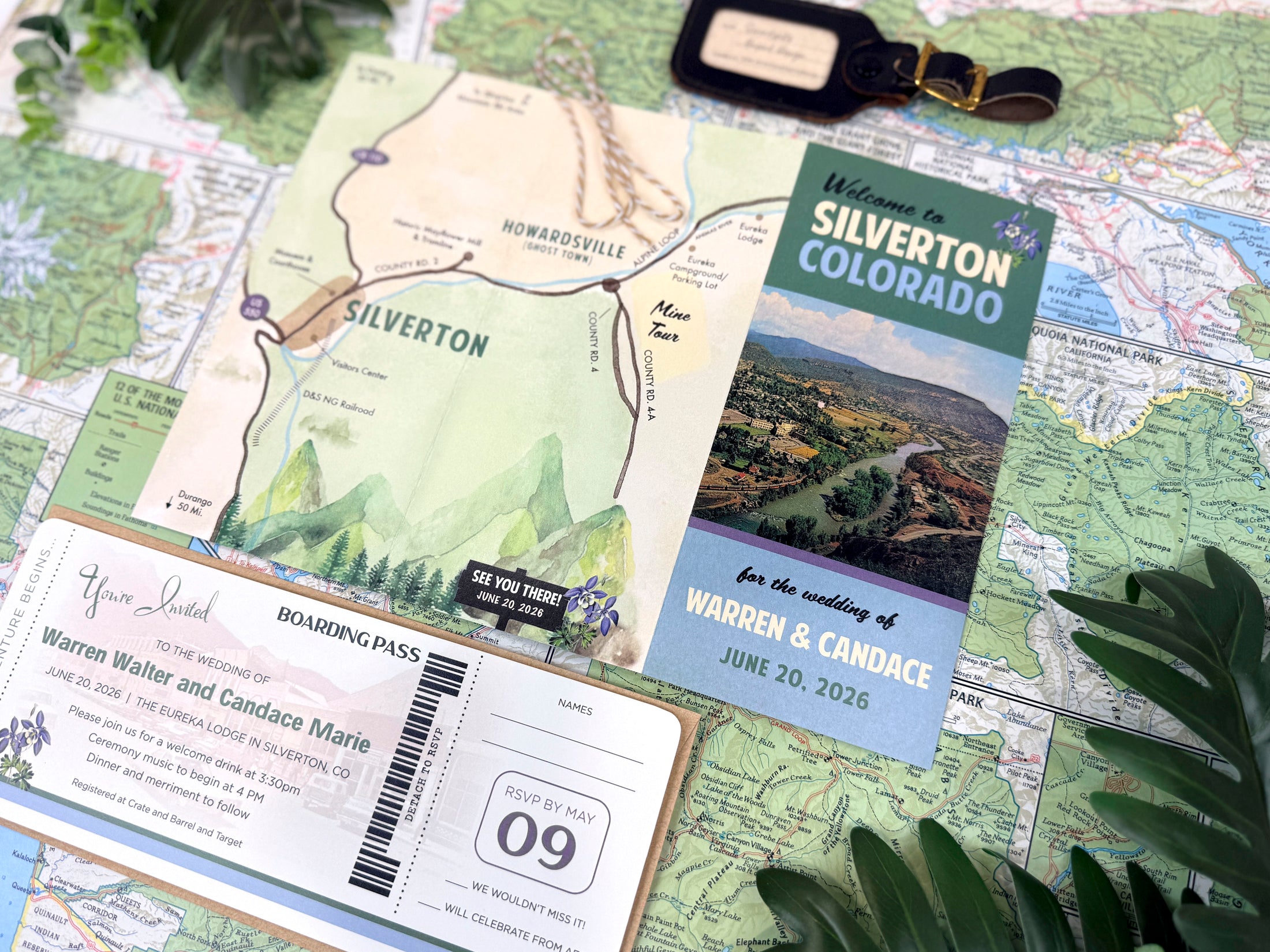 Custom Retro Travel Brochure Wedding Invitation (Silverton, Colorado)