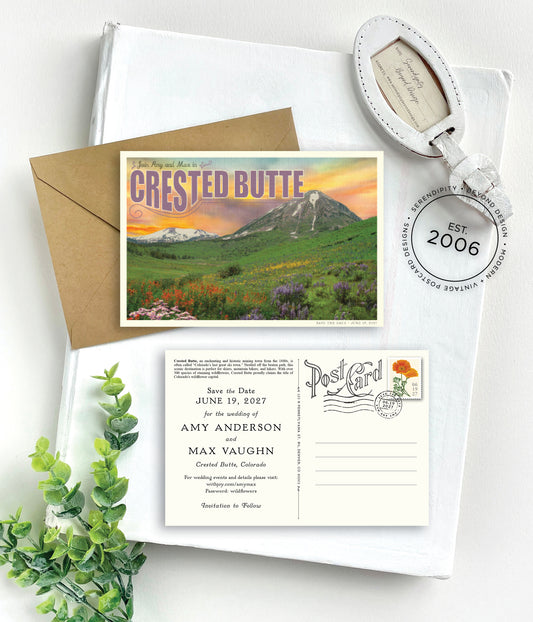 Save the Date - Crested Butte - Vintage Travel Postcard (Copy)