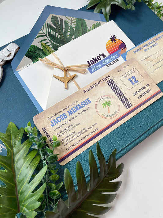 Jungle Boarding Pass Bar Mitzvah Invitation