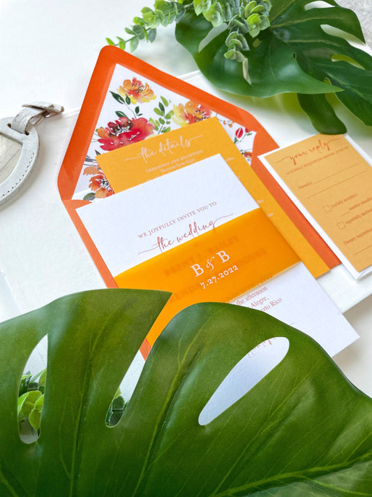 Modern Sunset Wedding Invitation (Puerto Rico)