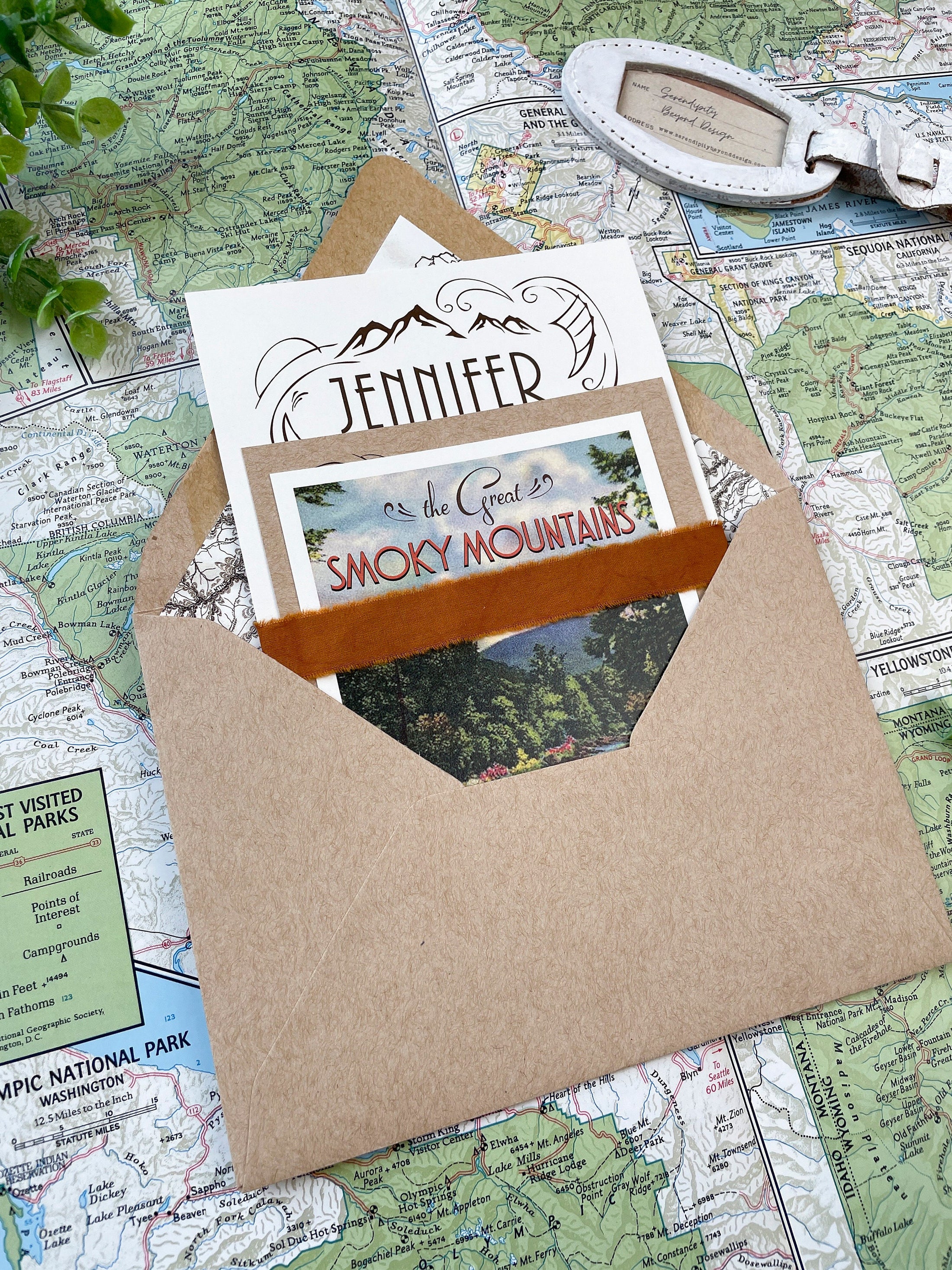 Retro Travel Poster Wedding Invitation (the Smoky Mountains)