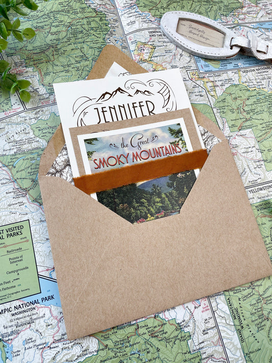 Retro Travel Poster Wedding Invitation (the Smoky Mountains)