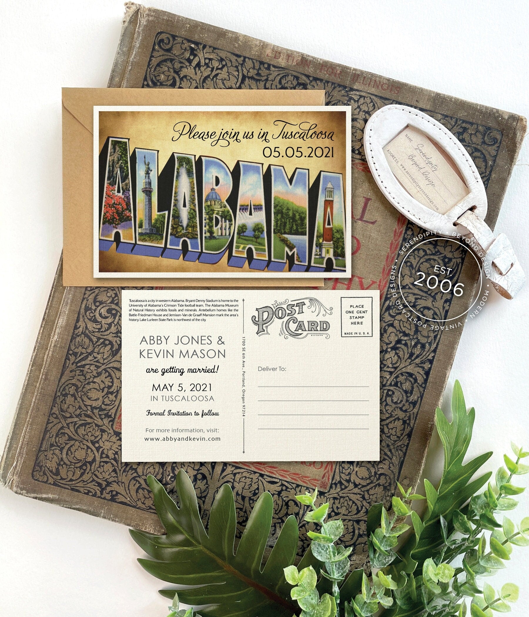 Save the Date - Alabama - Vintage Large Letter Postcard