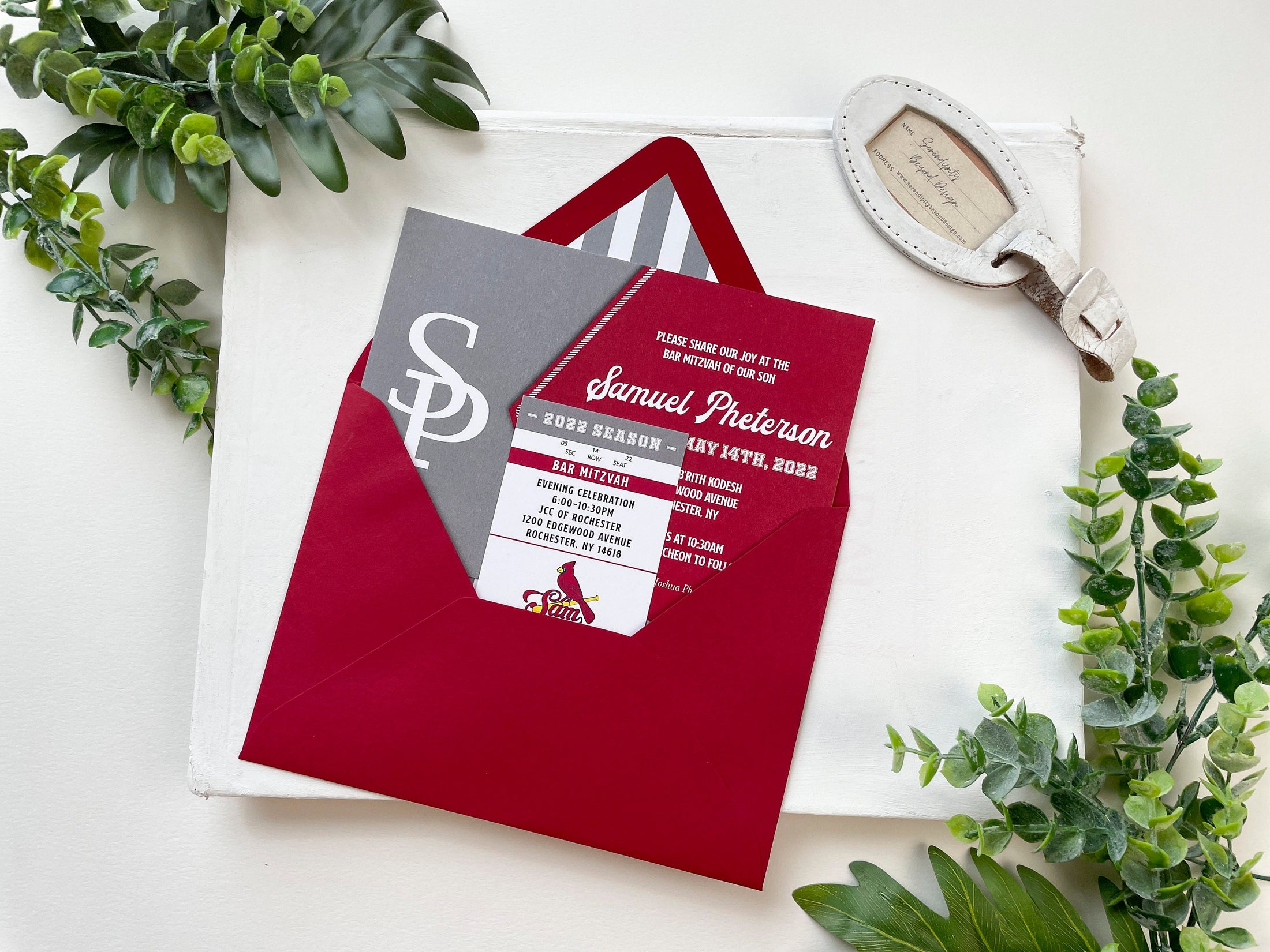 Baseball Ticket Bar Mitzvah Invitation (Sports Theme)