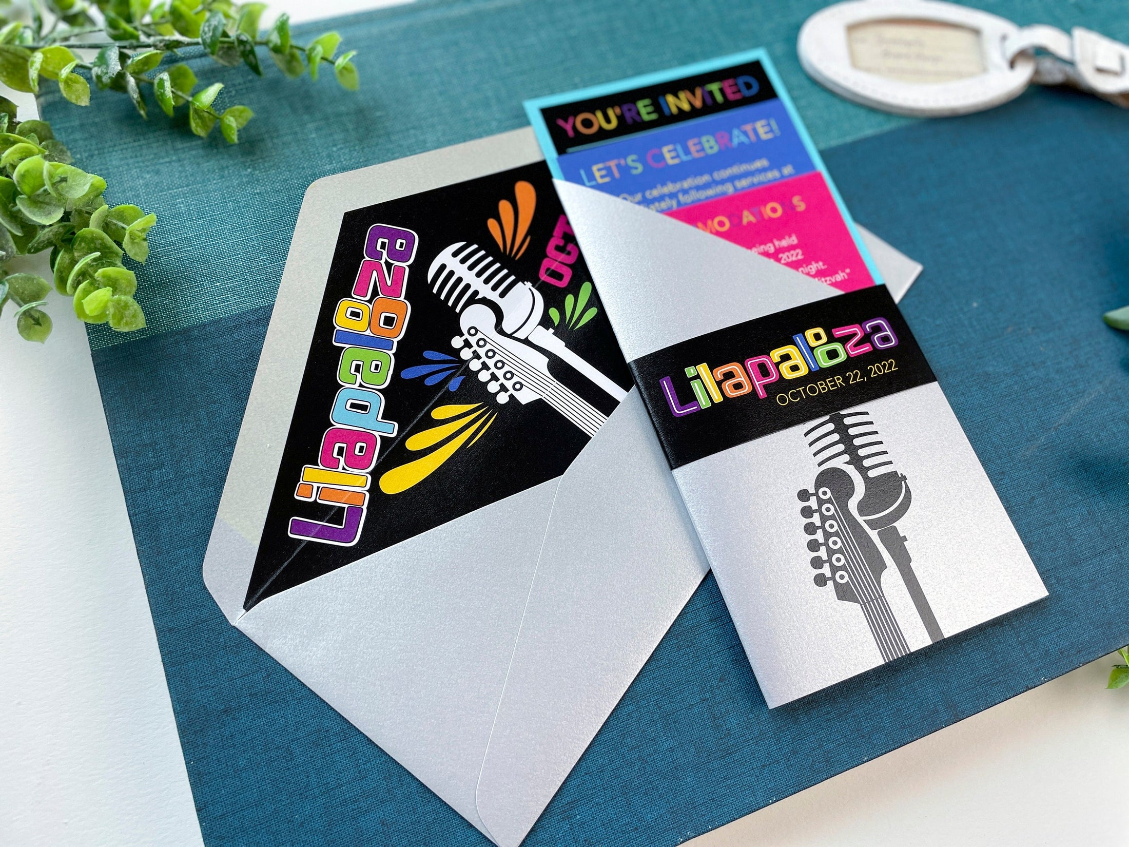 Festival Concert Theme Bat Mitzvah Invitation (Retro Neon Party Theme)