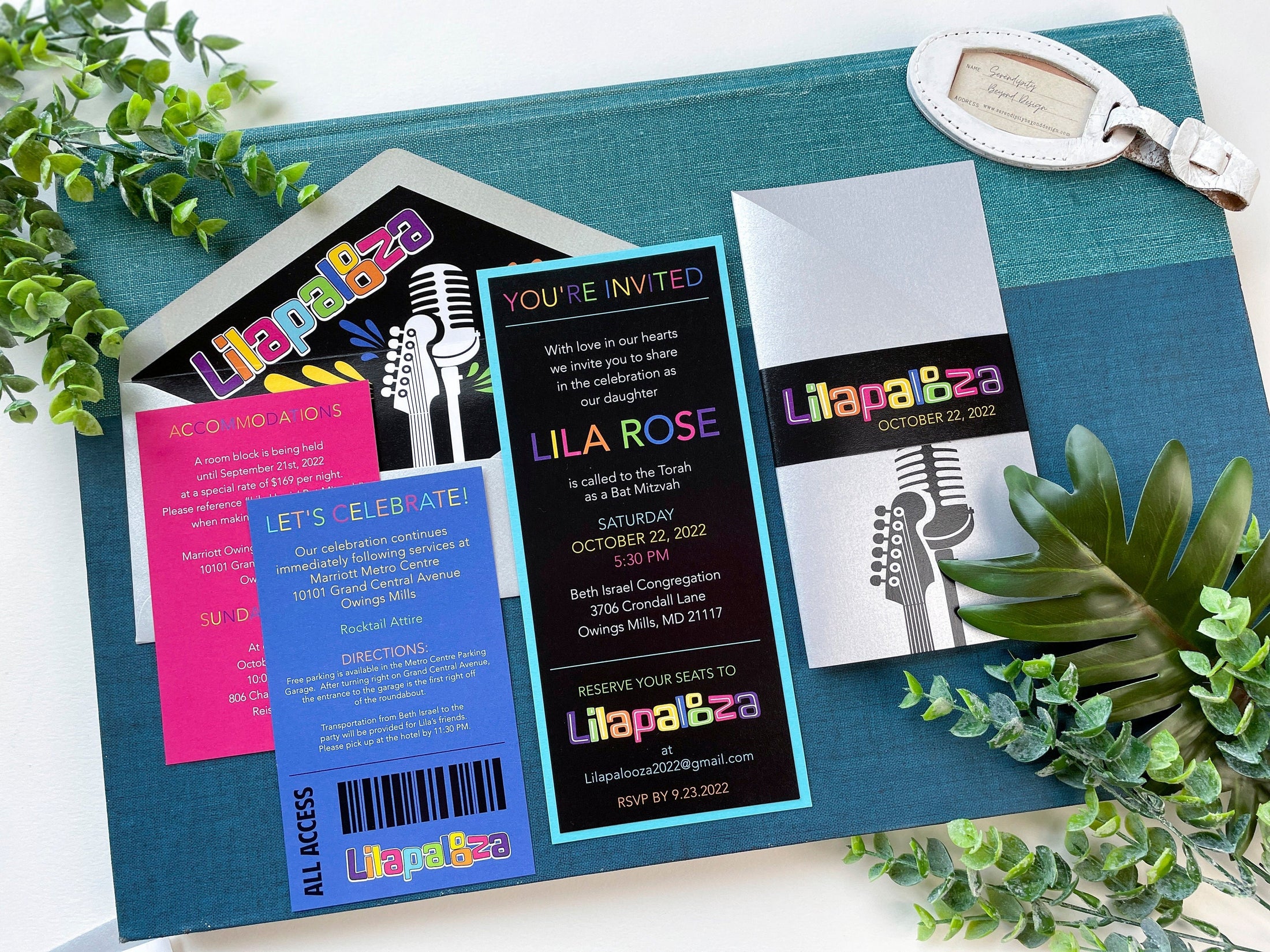 Festival Concert Theme Bat Mitzvah Invitation (Retro Neon Party Theme)