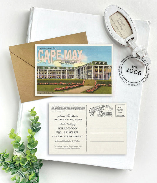 Save the Date - Congress Hall - Vintage Travel Postcard (Cape May, NJ)