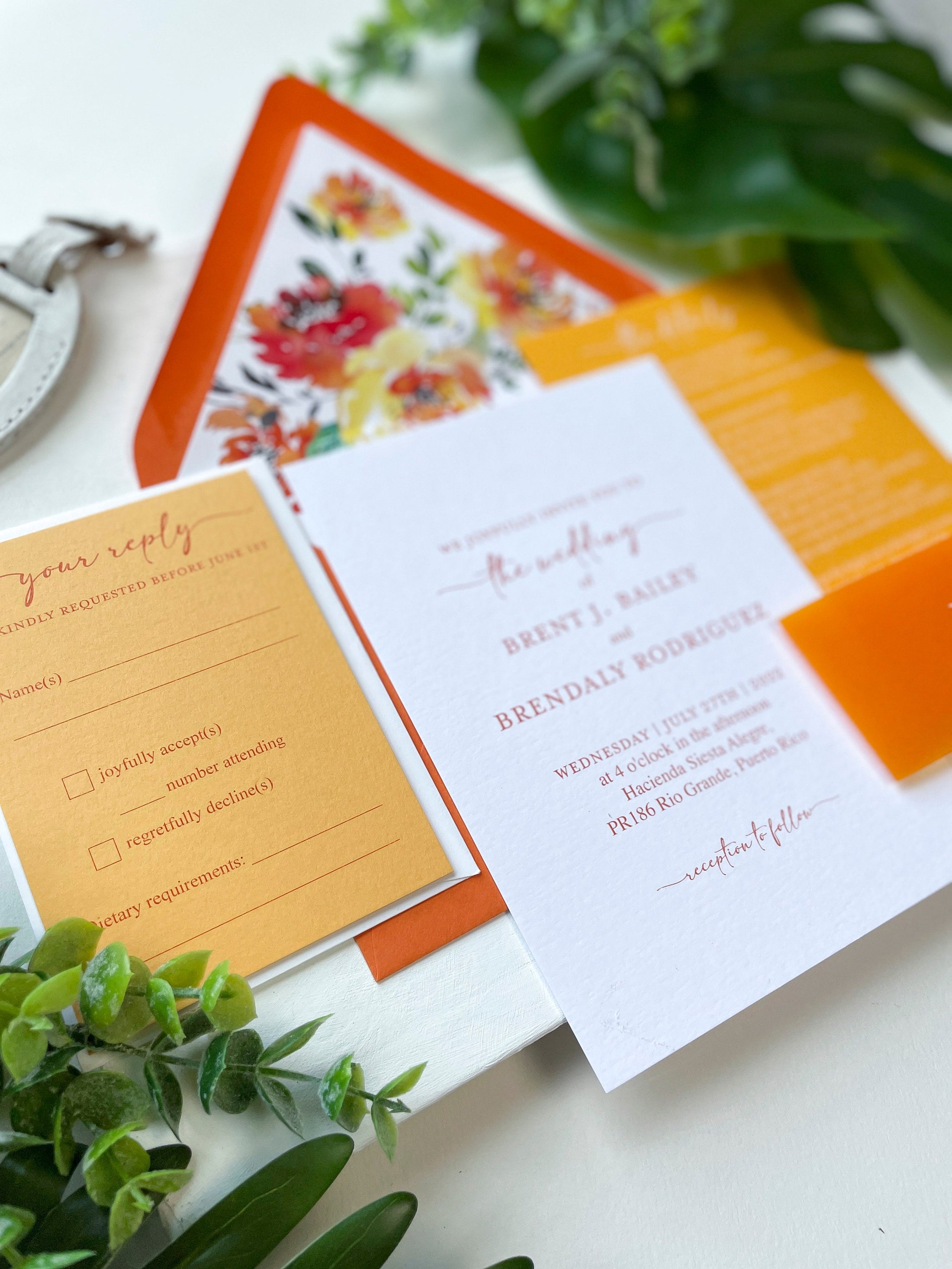 Modern Sunset Wedding Invitation (Puerto Rico)