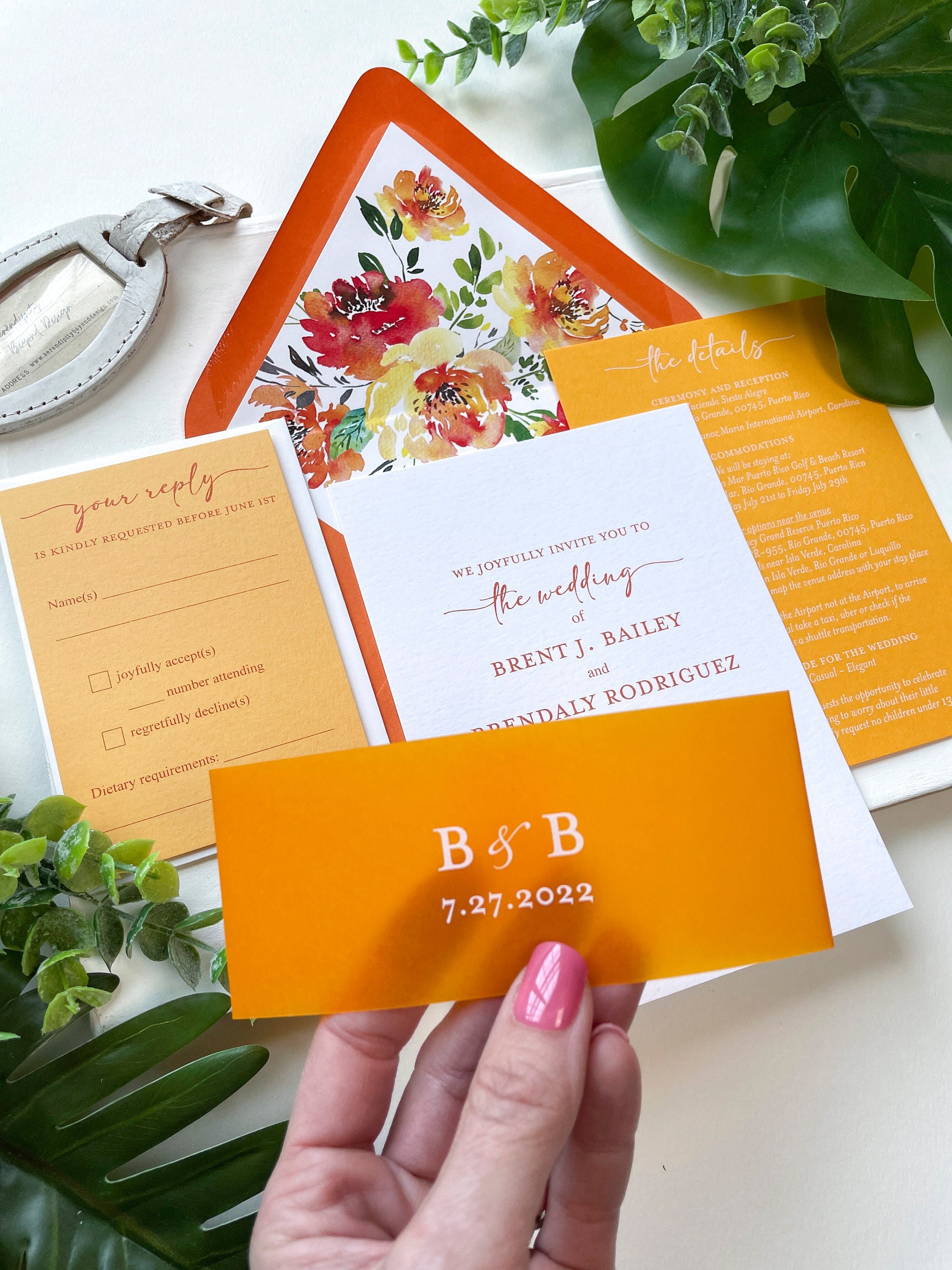 Modern Sunset Wedding Invitation (Puerto Rico)