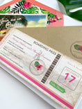 Load image into Gallery viewer, Retro Floral Boarding Pass Wedding Invitation (Oahu, HI)
