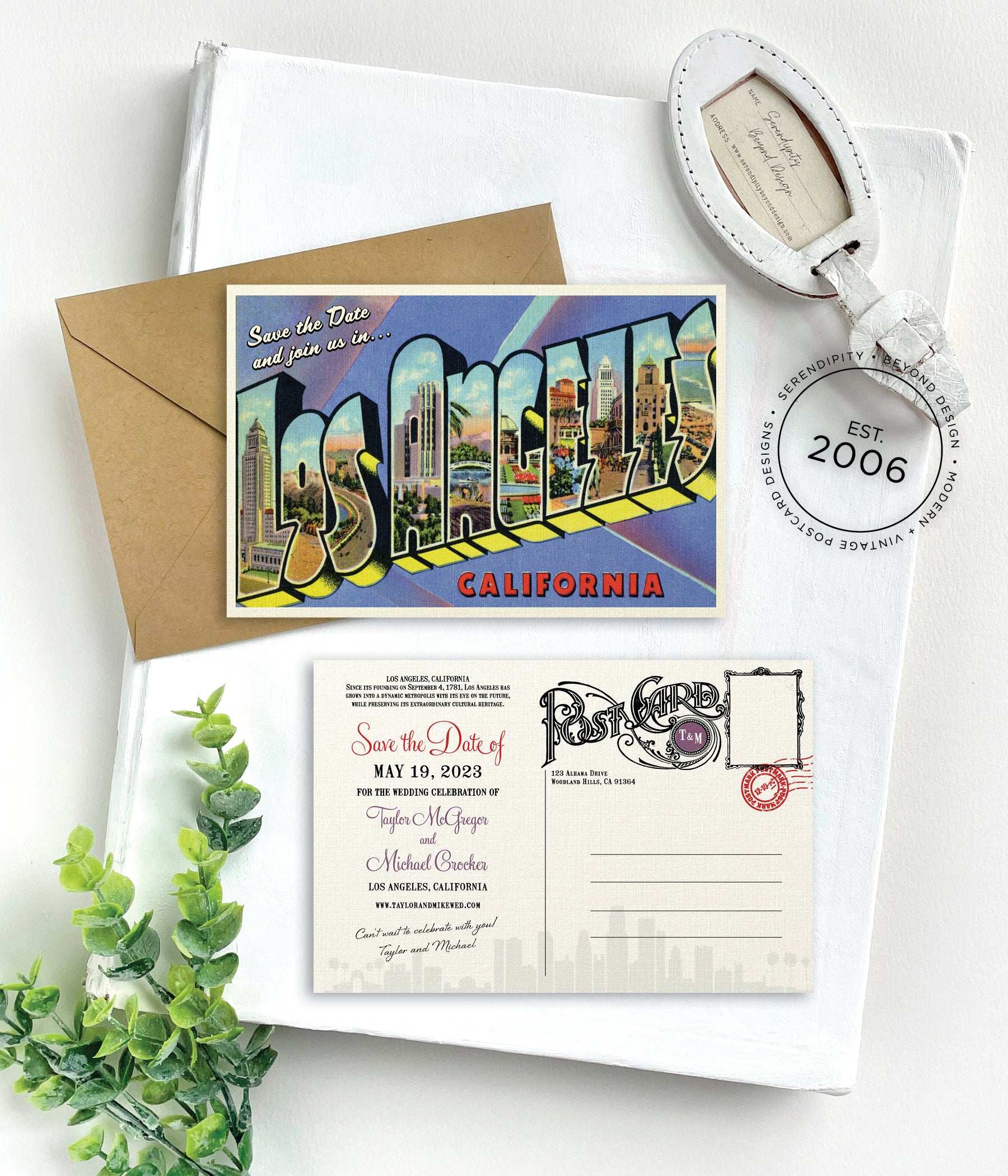 Save the Date - Los Angeles, California - Vintage Large Letter Postcard