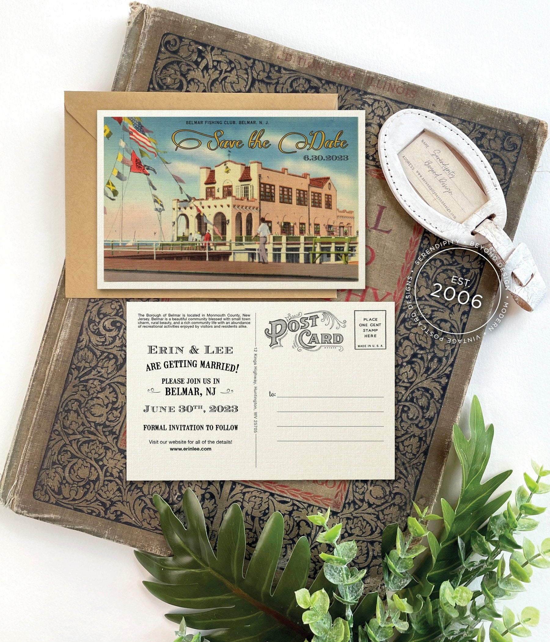 Save the Date - Belmar, New Jersey - Vintage Travel Postcard