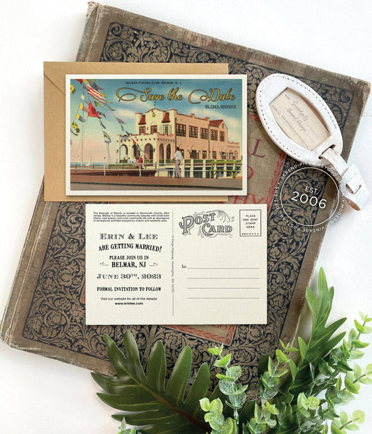 Save the Date - Belmar, New Jersey - Vintage Travel Postcard
