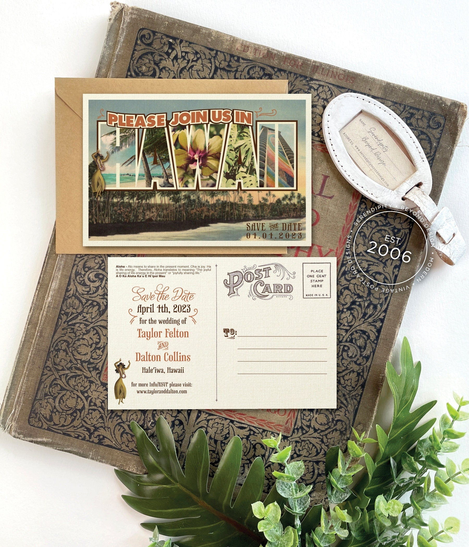 Save the Date - Hawaii - Vintage Large Letter Postcard
